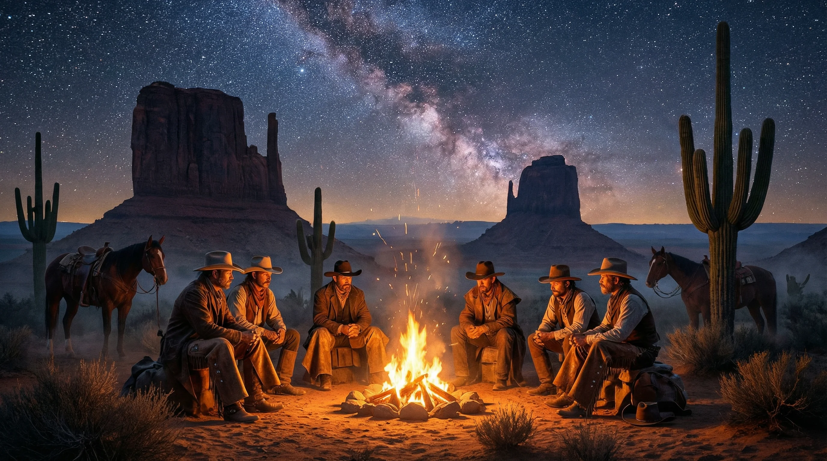 牛仔篝火夜景 - 炸金花 文化