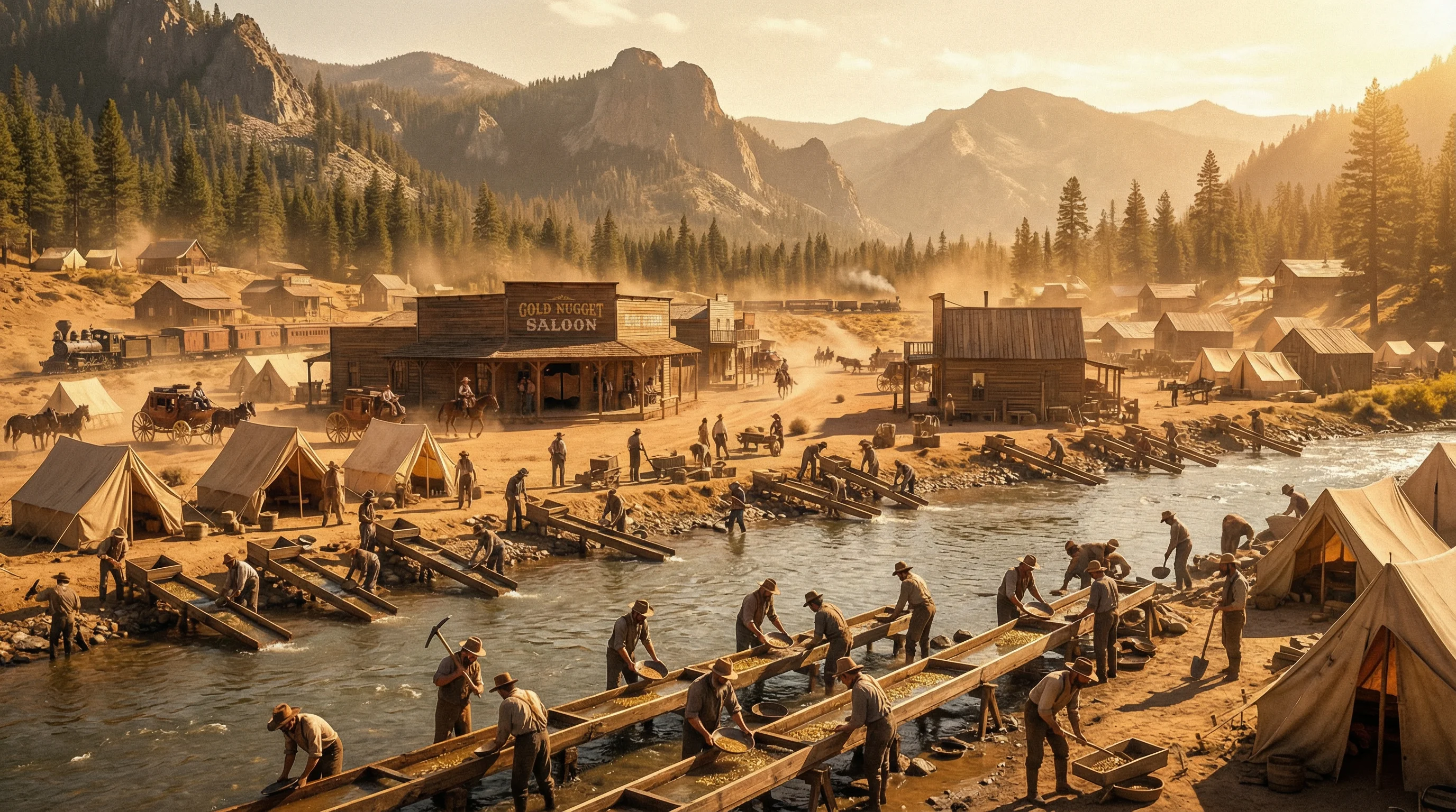 淘金热时代的矿区 - 炸金花 历史